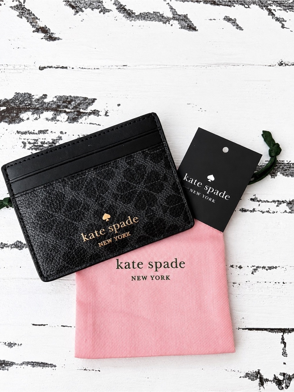 kate spade Black SpadeCard Holder with Gold Logo